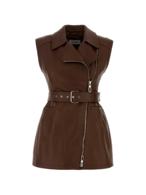 Sportmax Favella belted leather vest Brown 2622446031600