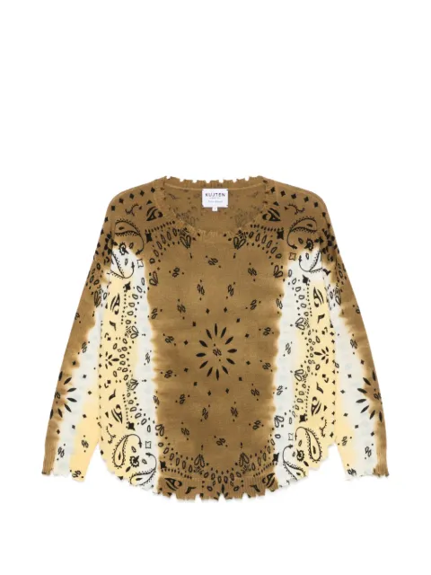 kujten bandana-print distressed sweater Brown F5122MELAABBABANDANA