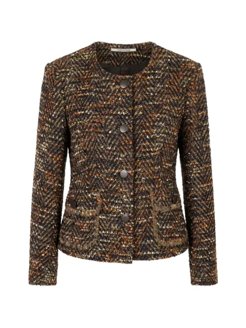 Tagliatore Kerry bouclé-knit chevron-pattern jacket Black KERRYSFRA160068S