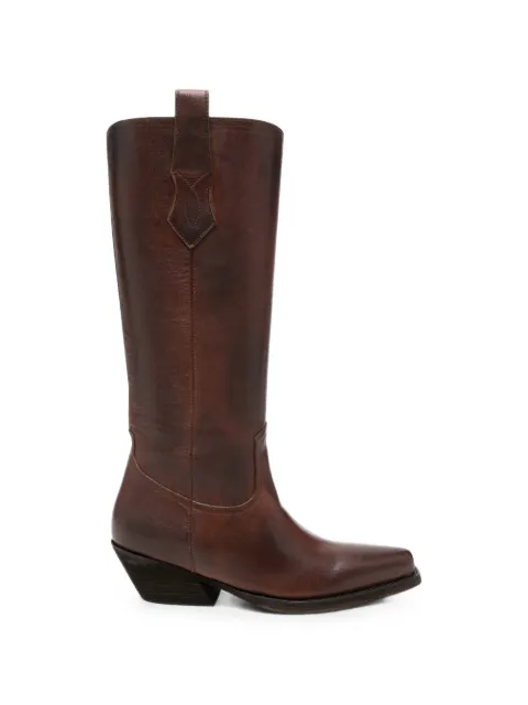 Ann Demeulemeester leather knee-high boots Brown 2620WC11LT137