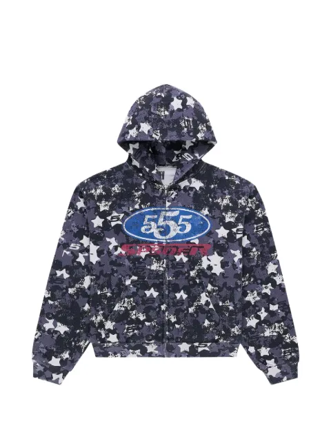SP5DER camouflage-print zip-up hoodie Grey SP5DER582