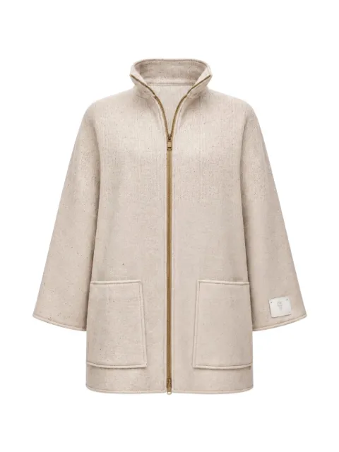 Eleventy herringbone-weave zip-up coat Neutrals N80CAPN04TES0N3