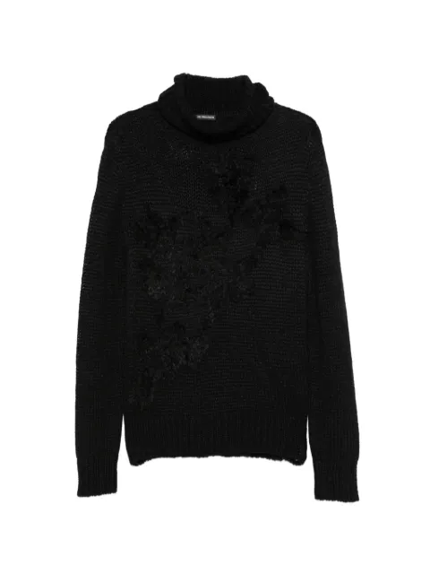 Ann Demeulemeester mohair-blend floral-patch sweater Black 2620WKST32KN092