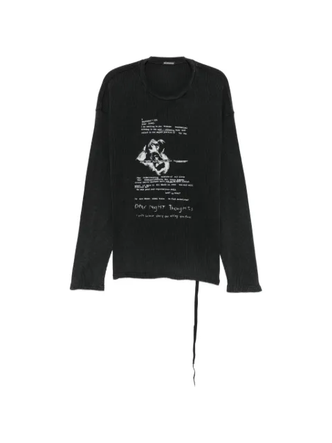 Ann Demeulemeester graphic-print waffle-knit T-shirt Black 2602MJTS23131FA792