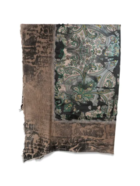 Avant Toi paisley-print frayed scarf Brown 226WA1004CSFVDE