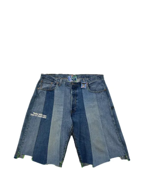 Better with Age Indigo patchwork raw-cut shorts Blue BWA232