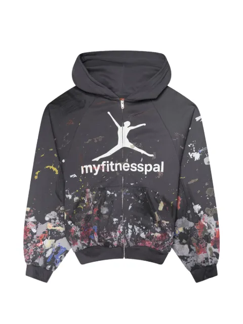 Praying paint-splatter logo-print hoodie Grey PRAY2421570