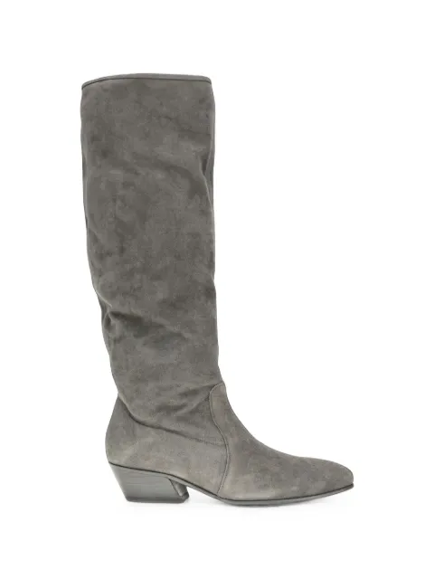 Pedro Garcia Helle slouchy suede knee-high boots Grey HELLE01