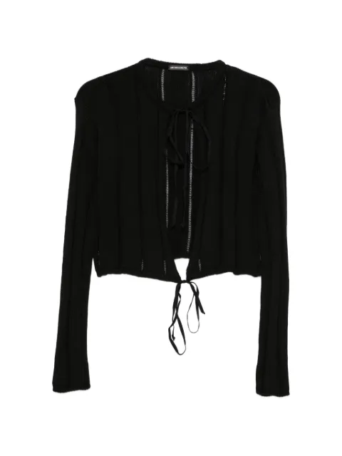 Ann Demeulemeester tie-fastening open-knit cardigan Black 2620WKCA41KN085