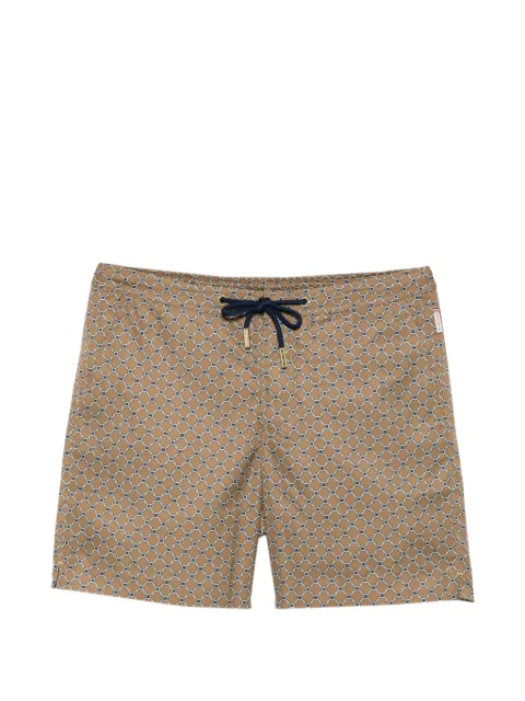 Orlebar Brown geometric-pattern drawstring swim shorts Brown 28258830