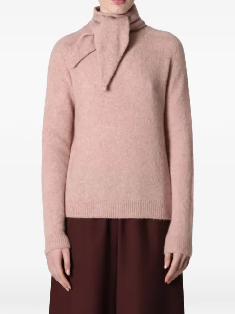Roberto Collina integrated-scarf fine-knit sweater Pink 263FXB01103