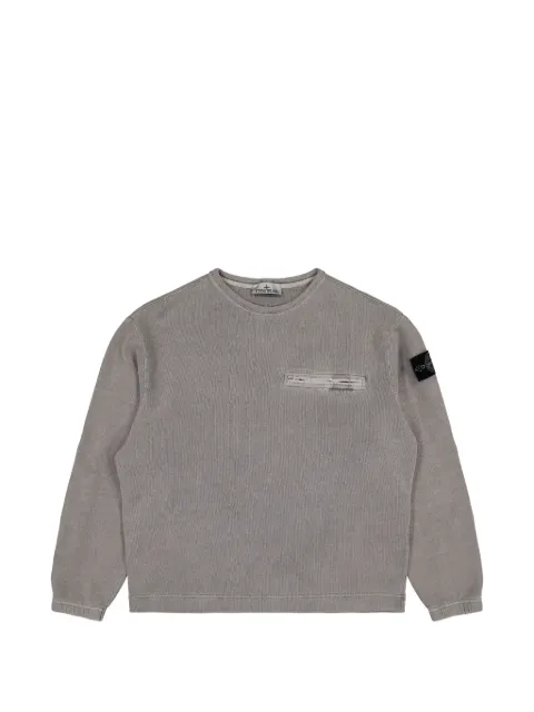 Stone Island 6100028 mineral-dyed cotton-fleece oversized-fit crewneck sweatshirt with chest pocket Grey L2S156100028S00T7