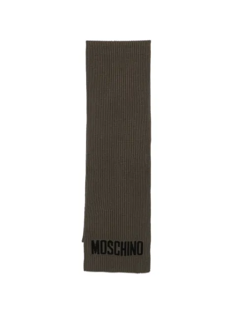 Moschino logo-intarsia ribbed scarf Green Q050242D0M5874V