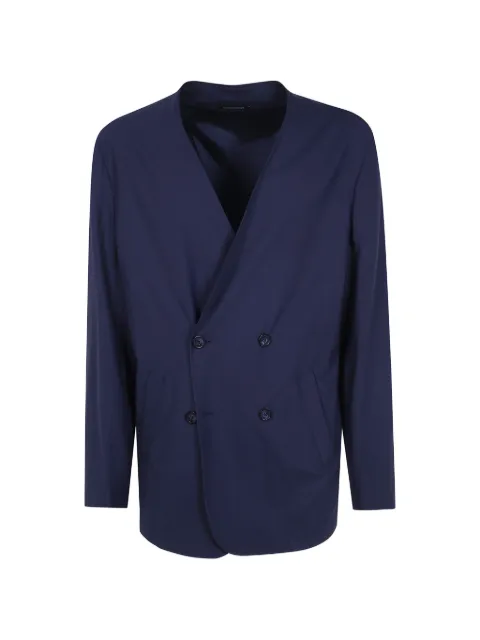 Emporio Armani double-breasted collarless blazer Blue EM006089TE22611