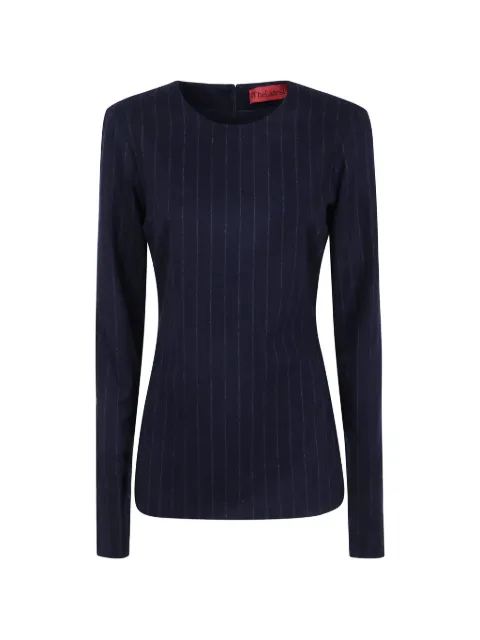 THELATEST pinstripe-pattern long-sleeve top Blue TLW04025W0233ABTP