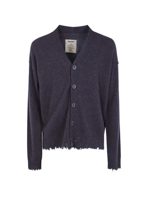 Uma Wang distressed cashmere cardigan Purple UK7557WS