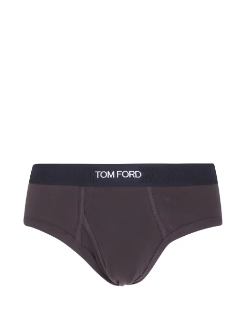 TOM FORD logo-waistband cotton briefs Brown T4LC11040099