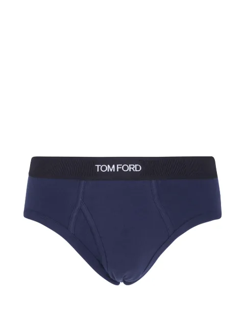 TOM FORD logo-waistband cotton briefs Blue T4LC11040099