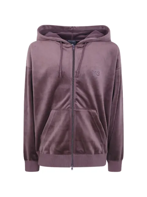 Y-3 By Yohji Yamamoto Vintage velvet-effect zip-up hoodie Purple KT9786