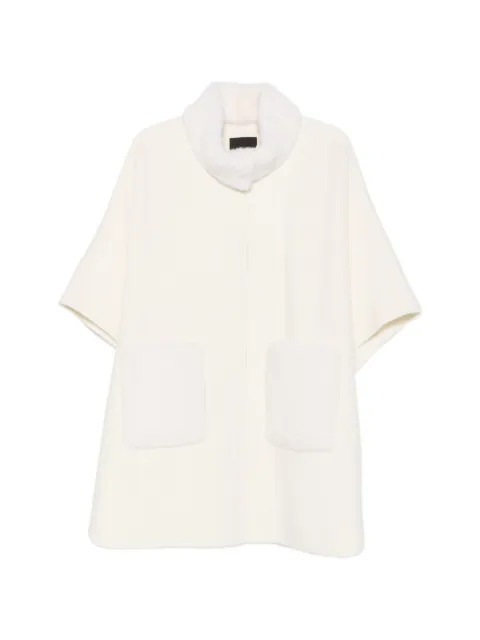 Liska fur-trim patch-pocket coat Neutrals HSWX6096OFFWHITE