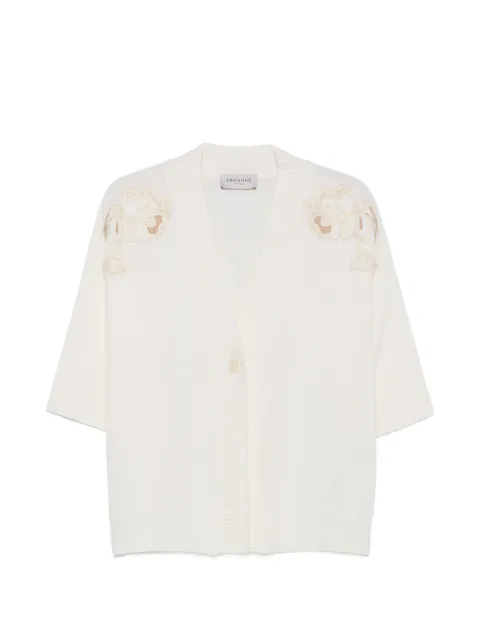 ERMANNO FIRENZE floral-embroidered V-neck cardigan White D49EN005EA4