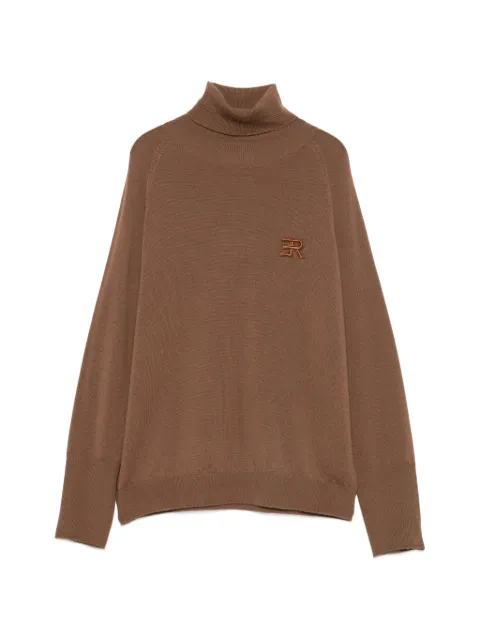 ERMANNO FIRENZE logo-embroidered roll-neck sweater Brown D49EM008EA4