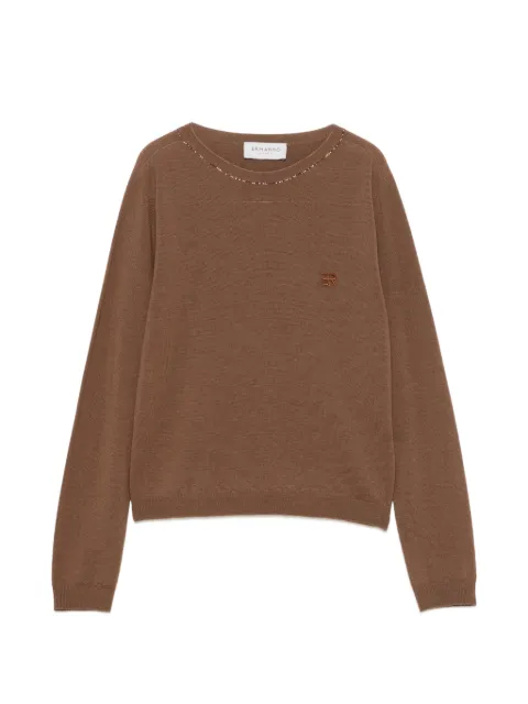 ERMANNO FIRENZE logo-embroidered bead-embellished sweater Brown D49EM007EA4