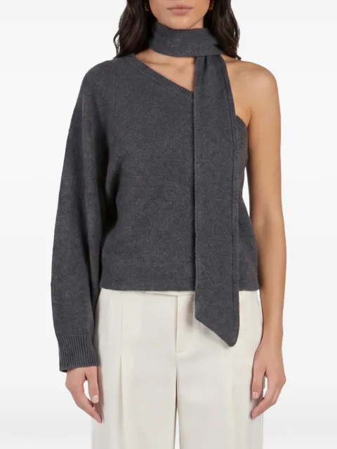 Federica Tosi one-shoulder scarf-detail sweater Grey 32008351