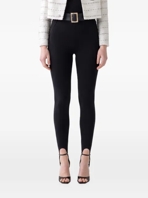 Self-Portrait black knit stirrup leggings Black AW26174P