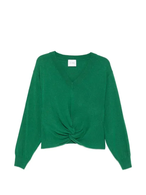 Nude twist-detail V-neck sweater Green 1101W26084