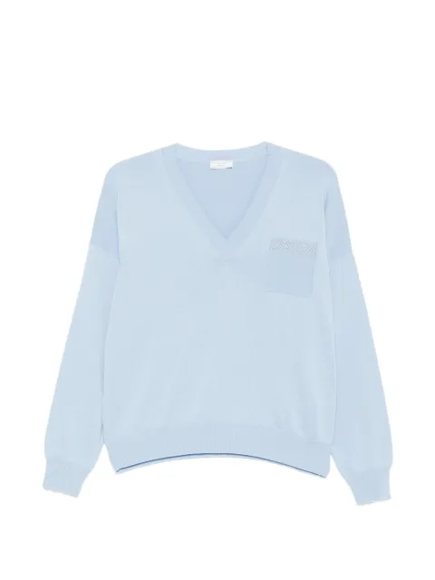 Peserico embellished V-neck sweater Blue A99067F12