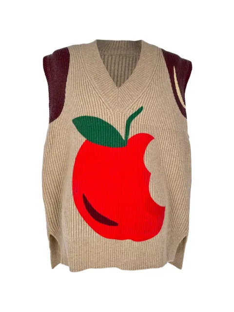 JW Anderson apple-printed ribbed sweater vest Neutrals RFCPUGBCL781557M