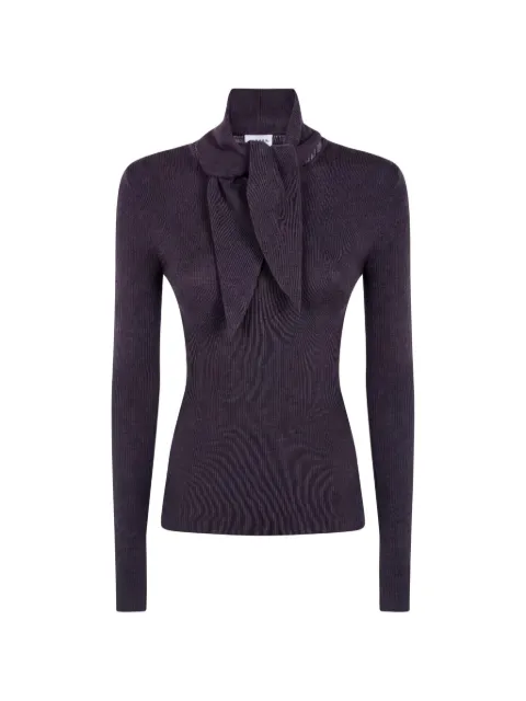P.A.R.O.S.H. ribbed-knit pussy-bow sweater Purple D541502LONG086
