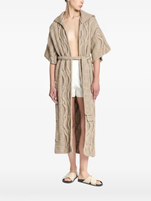 Malo cable-knit hooded coat Neutrals DX6032F1H15E3294