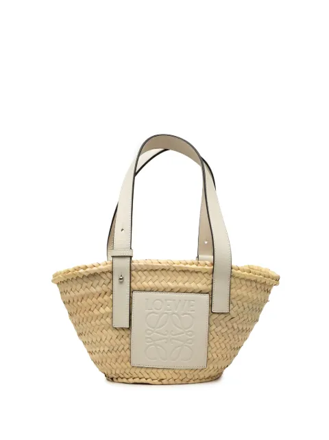 Loewe Pre-Owned 2023 Small Raffia Anagram Basket tote bag White JRI2OGO9QXLS6YX0
