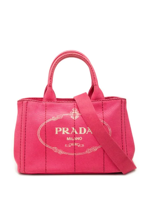 Prada Pre-Owned 2013-2026 Small Canvas Canapa Logo Tote satchel Pink I0FZ76A7103CPZF6