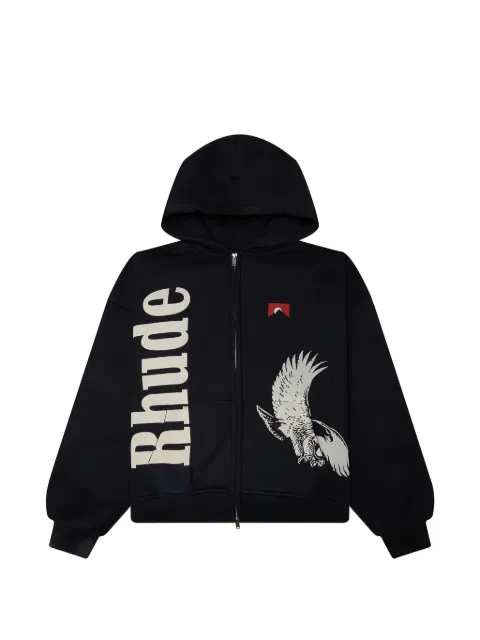 RHUDE Eagle Pass logo-print hoodie Black RHSS26HO080123167