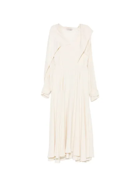 Alberta Ferretti cape-effect V-neck dress White 04145127