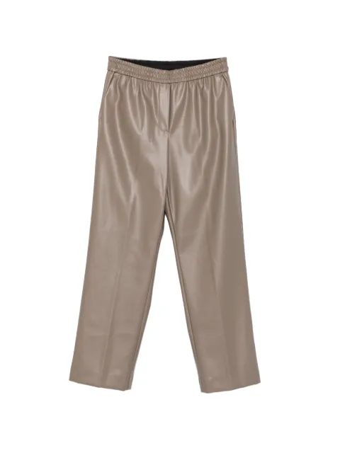 Nude elasticated-waistband faux-leather trousers Grey 1103W26206
