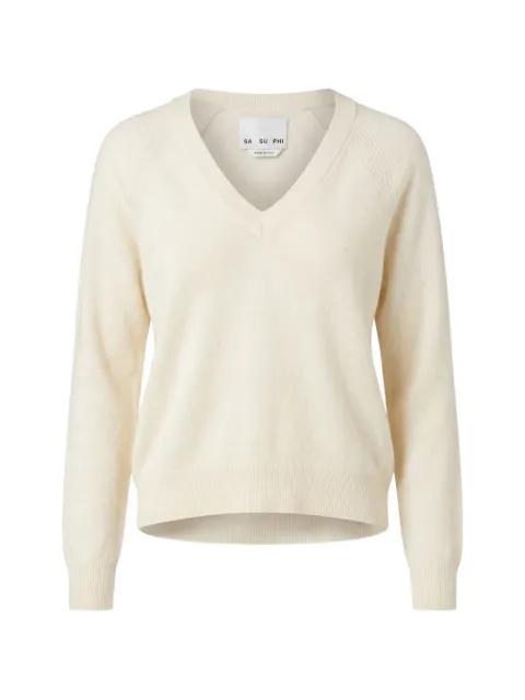 SA SU PHI raglan-sleeve V-neck sweater Neutrals W26655NGWS