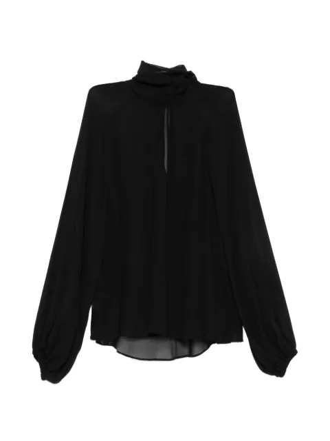 PT Torino high-neck sheer blouse Black 6SBL180STDFS11