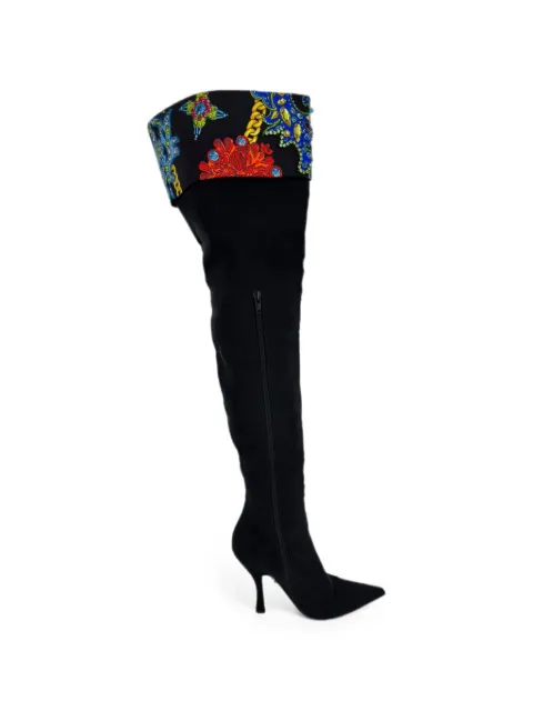 Versace Pre-Owned 2020s crystal-embellished over-the-knee boots Black RFCPUGBSH766660W