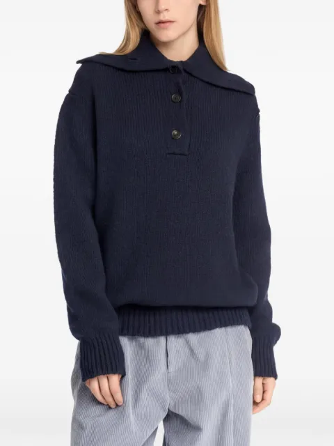 Malo button-placket spread-collar sweater Blue DXC237F7D06E11
