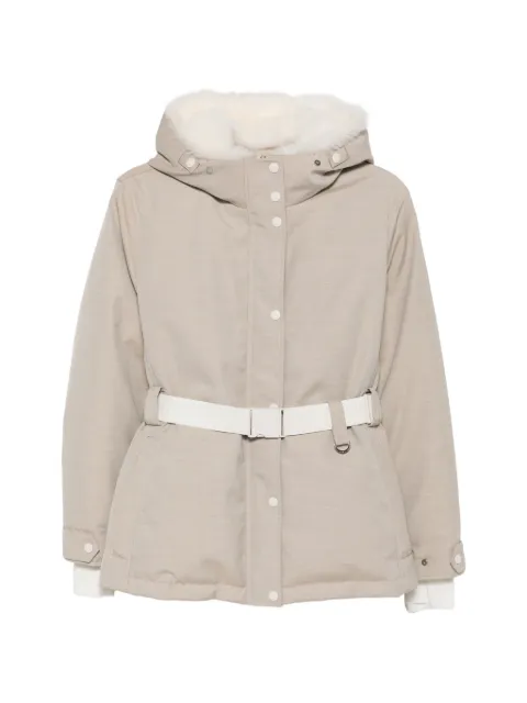 Yves Salomon belted hooded coat Neutrals 27WKV01070U16W