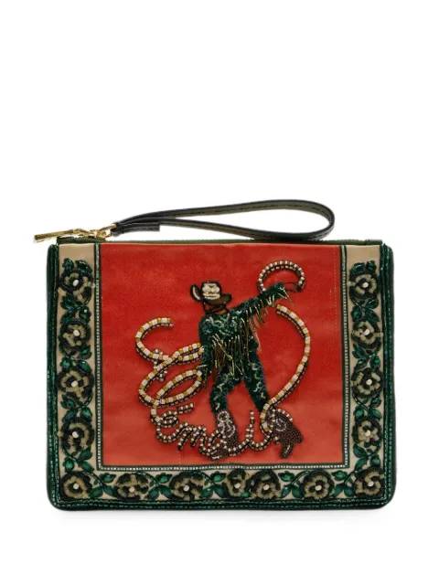 ALEMAIS Ace cowboy-embellished clutch Green 8233A