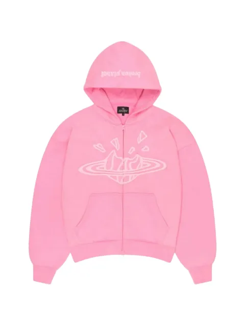 BROKEN PLANET Broken Planet logo-print zip-up hoodie Pink BPZIPCANDYPINK