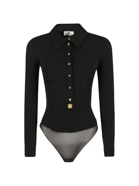 Elisabetta Franchi logo-plaque long-sleeve bodysuit Black CB00466E2