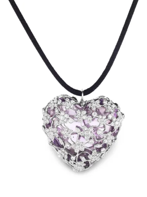 Cicada Jewelry amethyst and diamond heart-pendant necklace Silver 1453