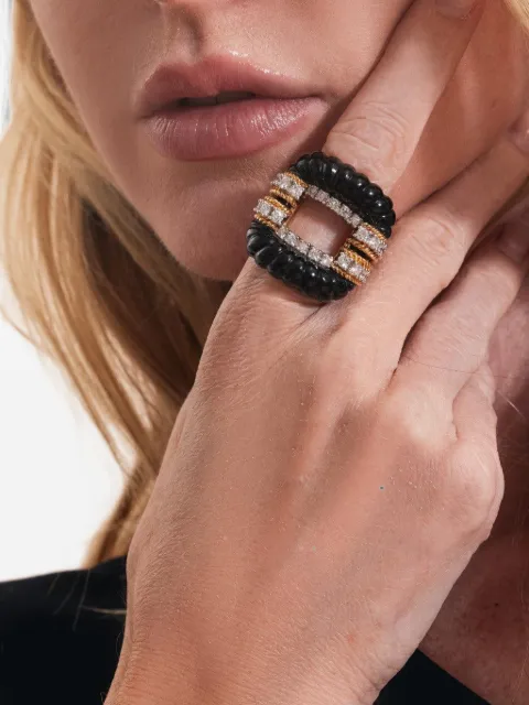 Andreoli diamond and onyx ring Gold R05378KG