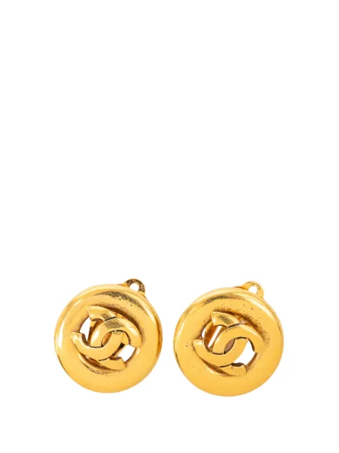 CHANEL Pre-Owned 1950-1970 CC Gold Plated Round Clip On Earrings costume earrings Gold Q3NI6NIBNEAJ9COM